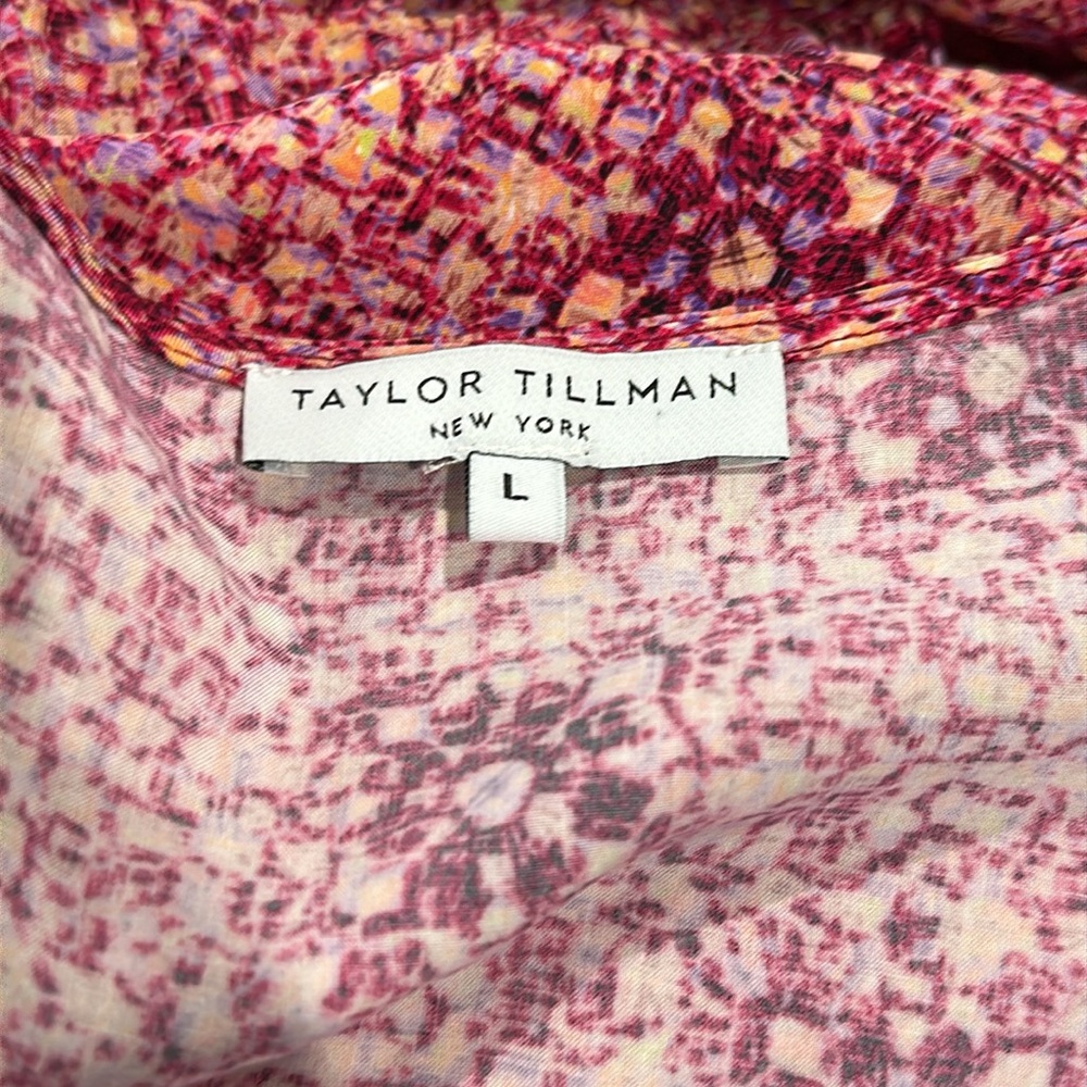 TAYLOR TILLMAN NEW YORK KAYLA PLEATED SHORT-SLEEVE TOP Size L - Picture 9 of 9
